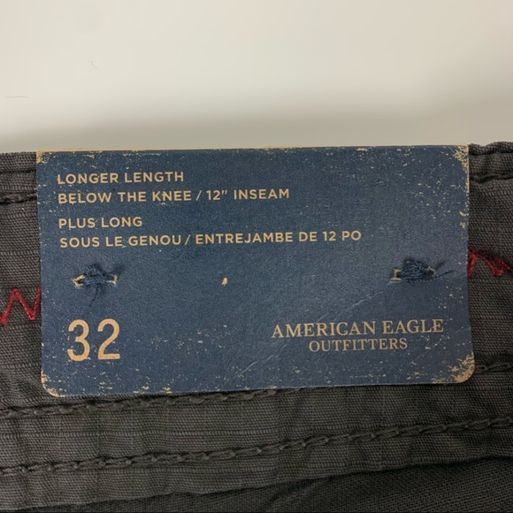 American Eagle Longer Length Cargo Shorts Gray Brown 100% Cotton Men’s Sz 32 NWT - Picture 5 of 16